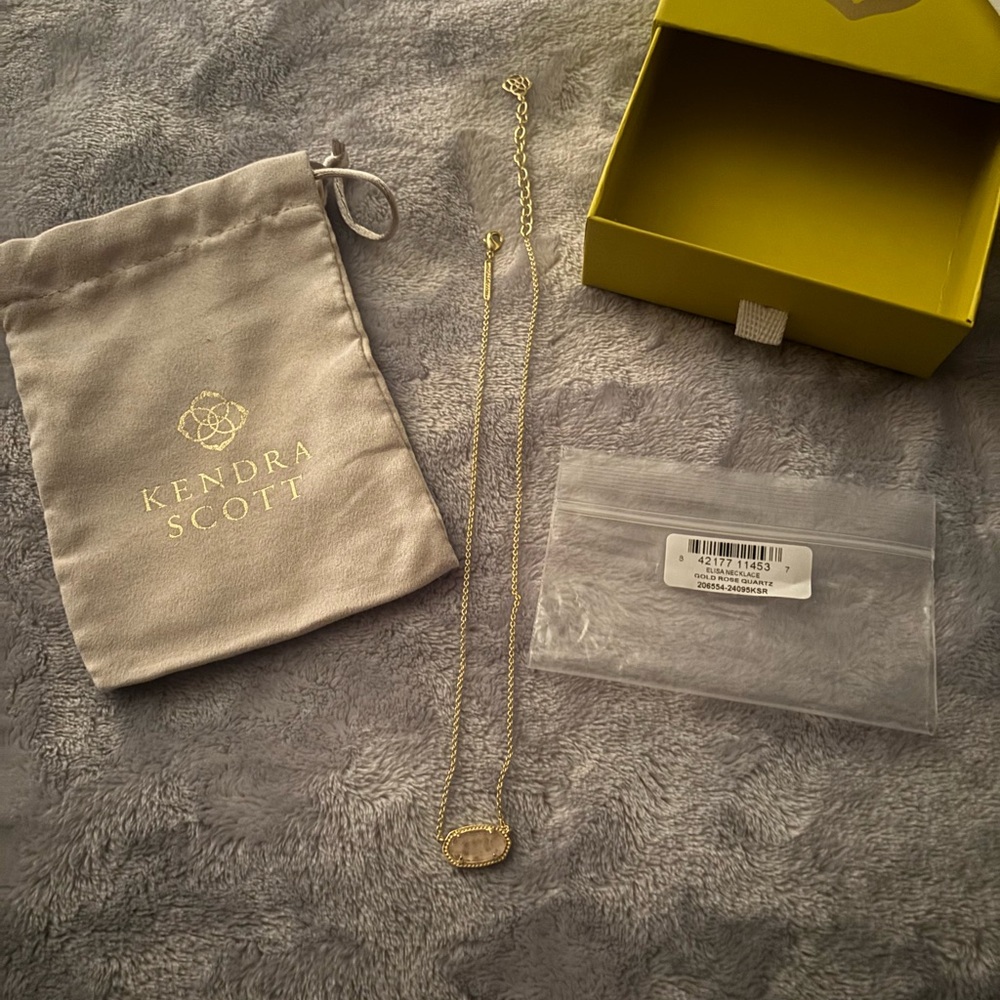 NWT Kendra Scott Gold Rose Quartz Necklace